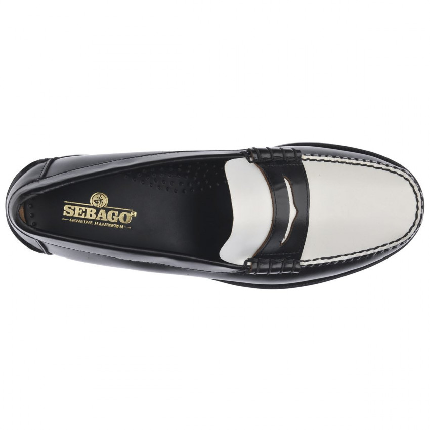 CLASSIC DAN WIDE Black White MOCASSIN-Mocassin pour homme en cuir pleine fleur