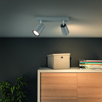 Philips Paisley duobalk 2x GU10 exclusief lampen max. 10 W aluminium