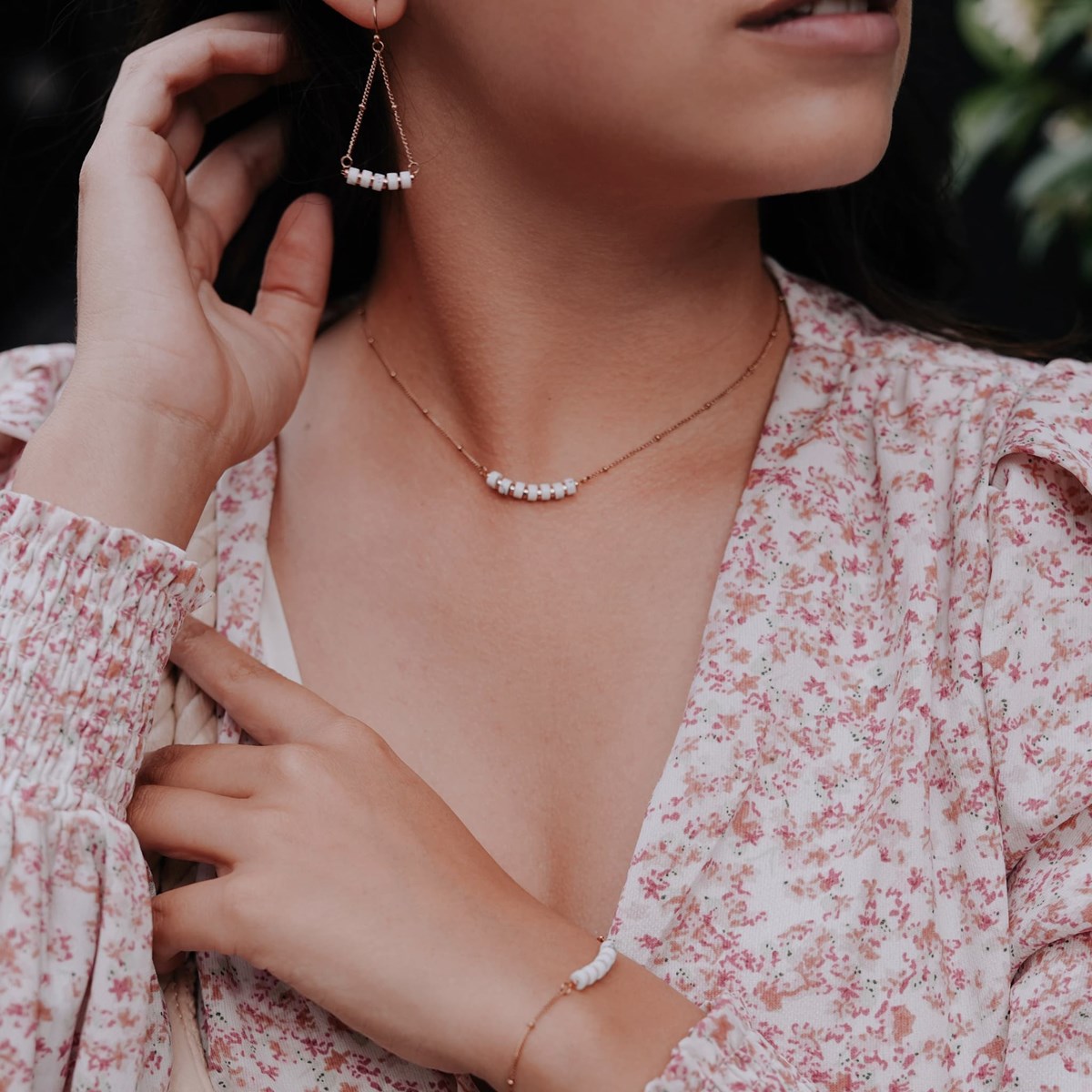 Boucles d'oreilles Piana en pierres Howlite