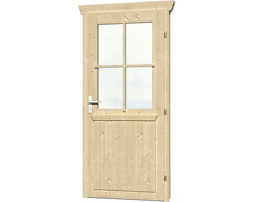 Enkele deur voor tuinhuis, 45 mm SKAN HOLZ, halfglas, 78,5 x 186,5 cm, natuurlijke afwerking