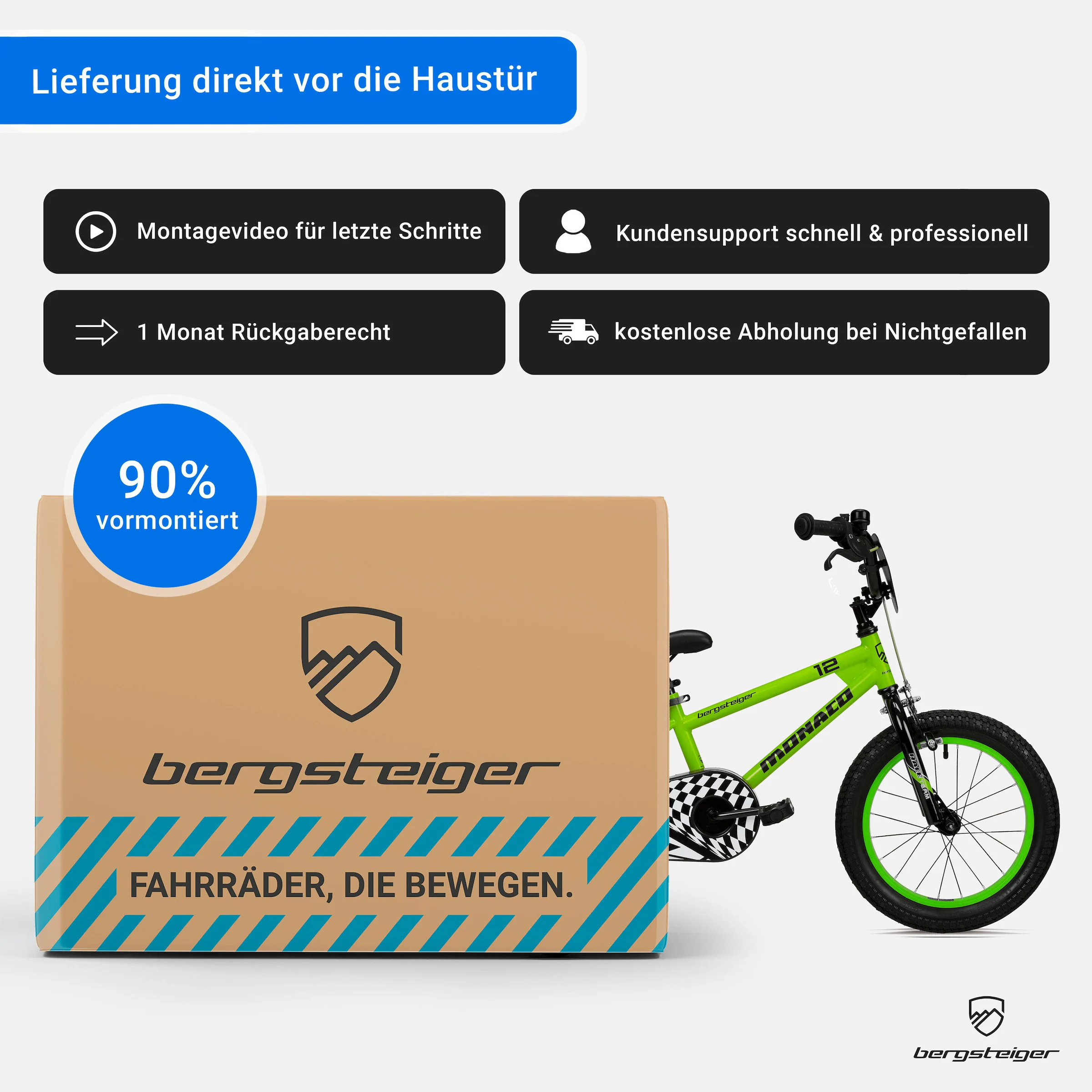 Bergsteiger Kinderfahrrad Monaco 20 Zoll | racing green