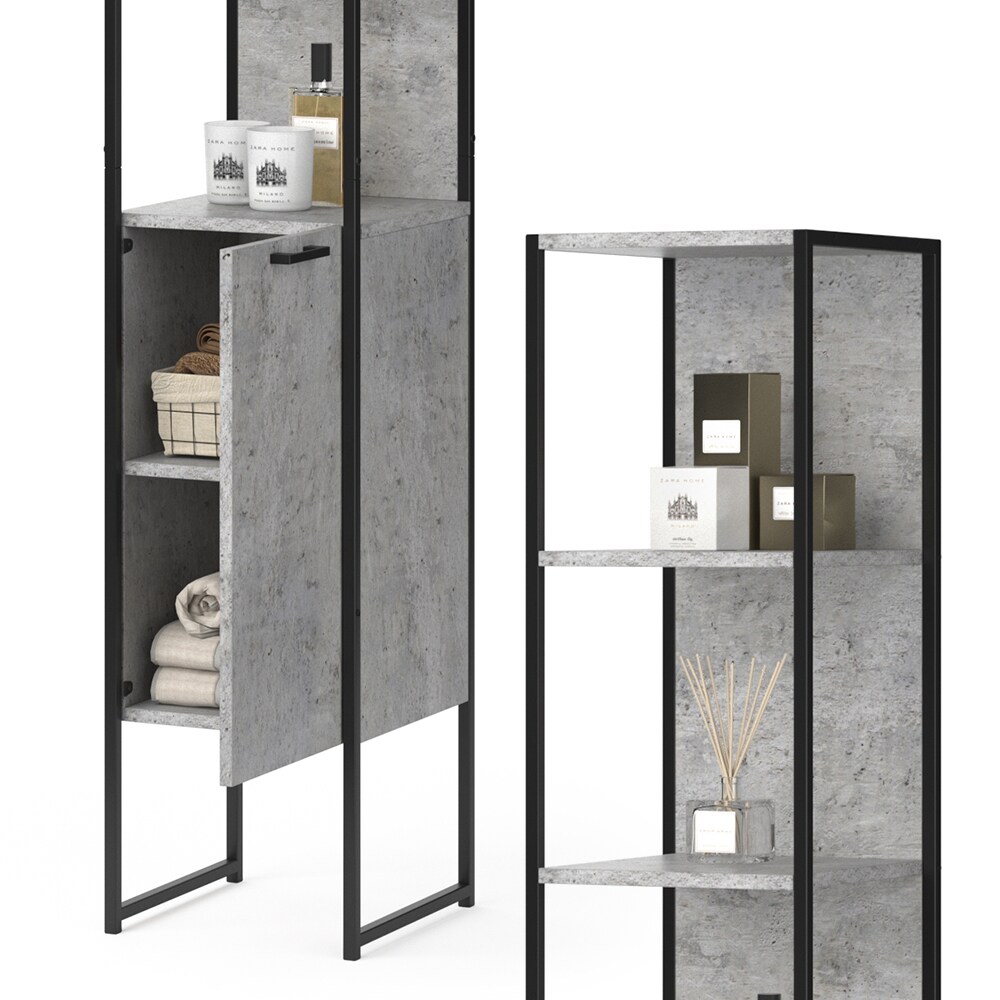 Vicco Badschrank Fyrk Beton Badezimmerschrank Hochschrank Badregal 5 Fächer