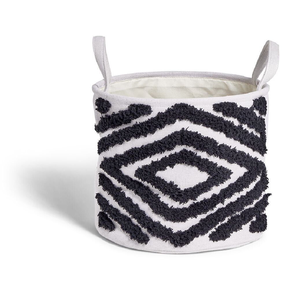 Panière tuftée Ø30xH26cm blanc et noir
