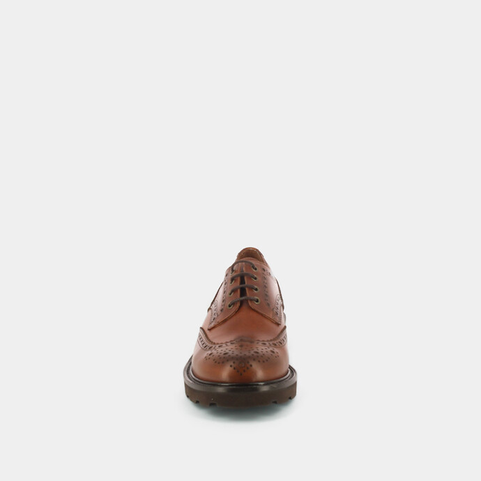 Derbies à lacets et semelles crantées  en cuir cognac