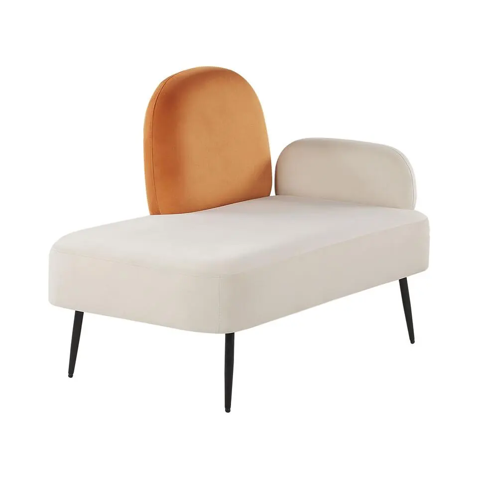 ARCEY - Chaise longue - Wit/Oranje - Fluweel