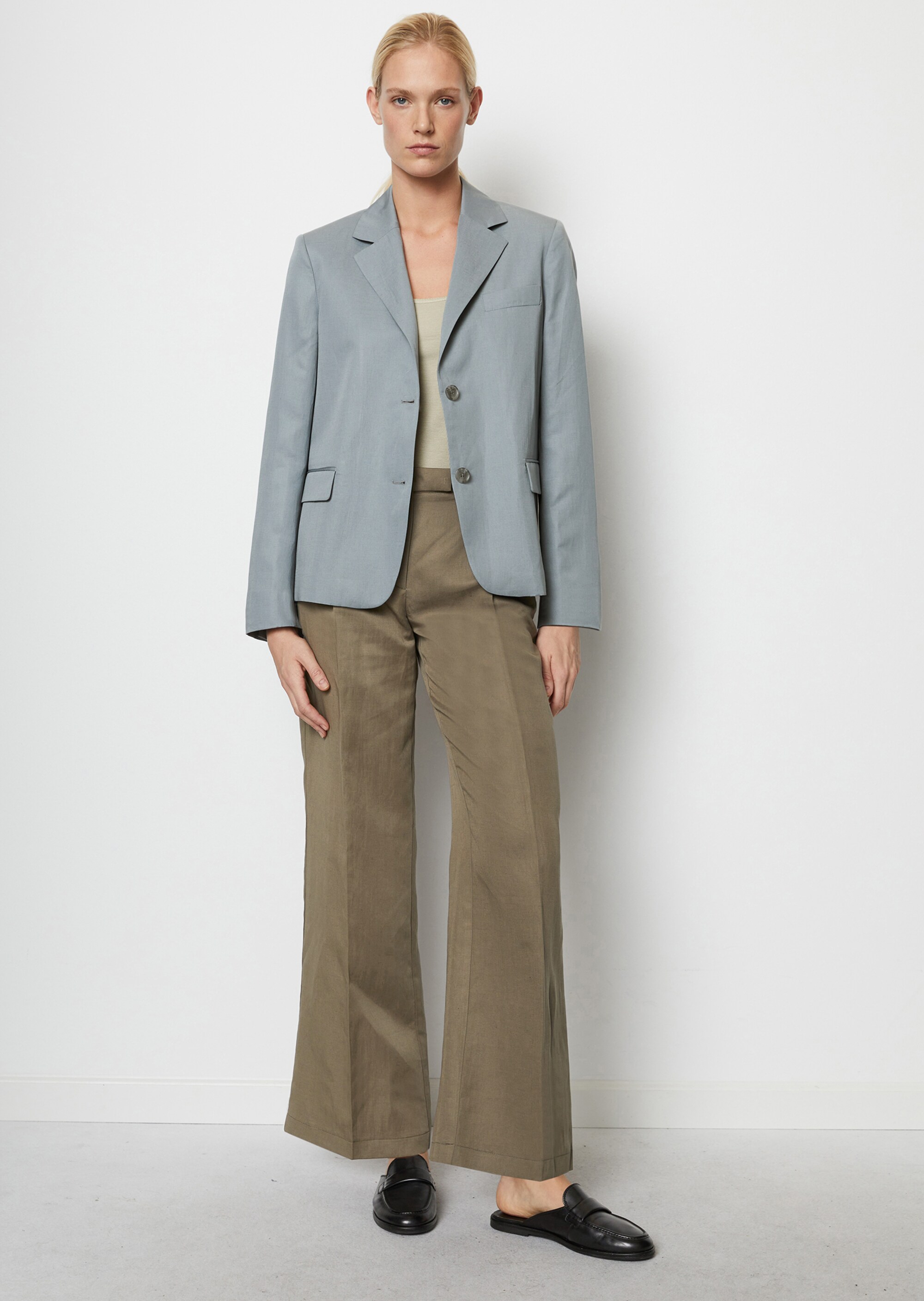Blazer regularaus TENCEL™ Lyocell-Leinen-Mix
