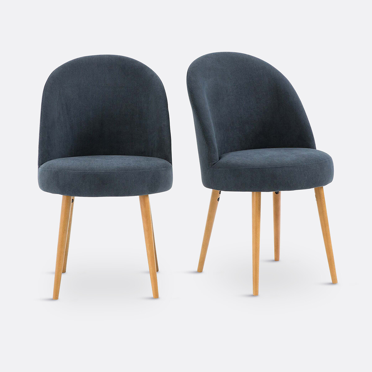 LA REDOUTE INTERIEURS<br>Conjunto de 2 poltronas de mesa em veludo canelado, Lenou