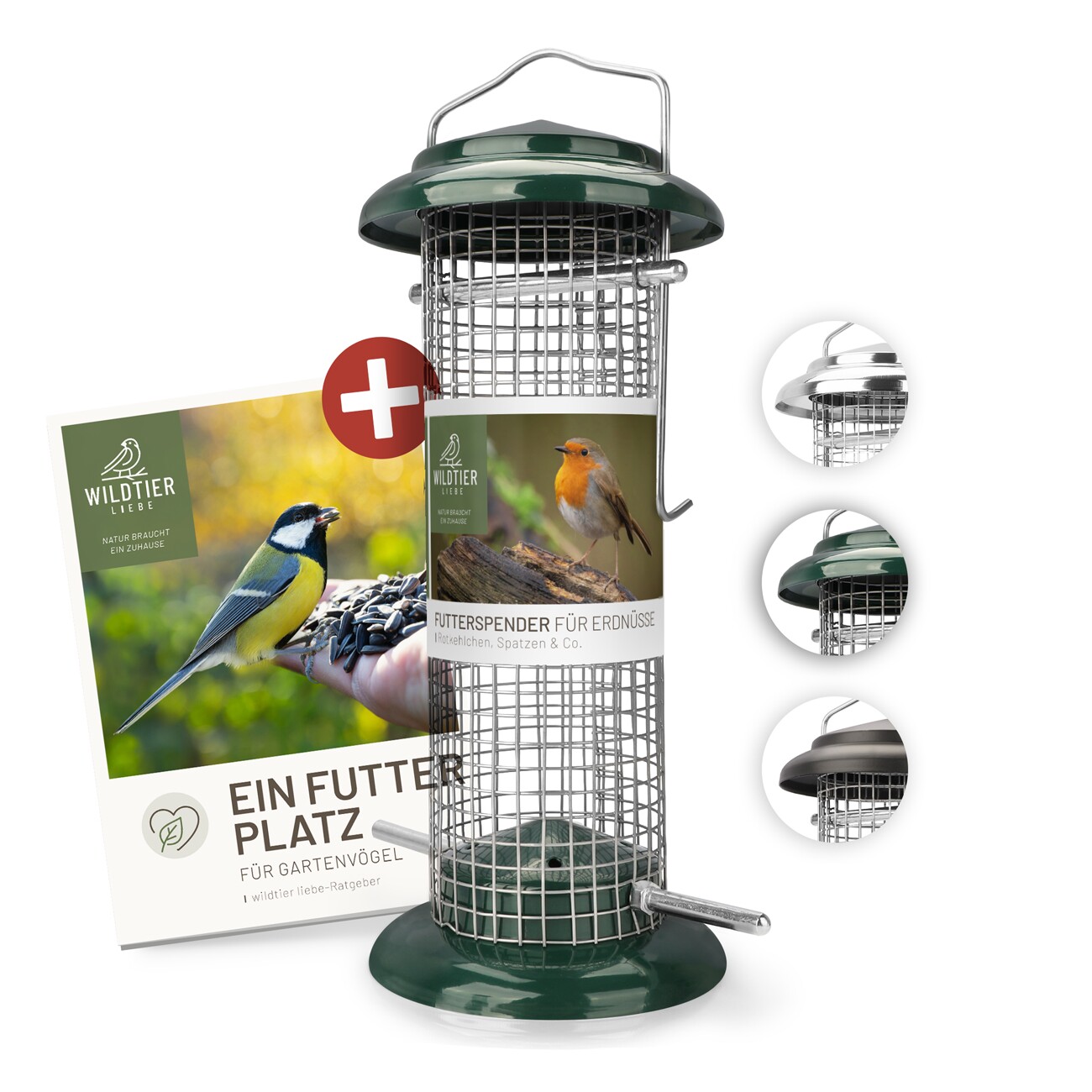 wildtier liebe Futterspender für Erdnüsse 23,5cm, Grün