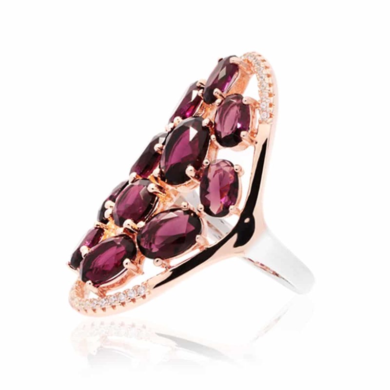 Bague Asymetrique Pierres Prunes