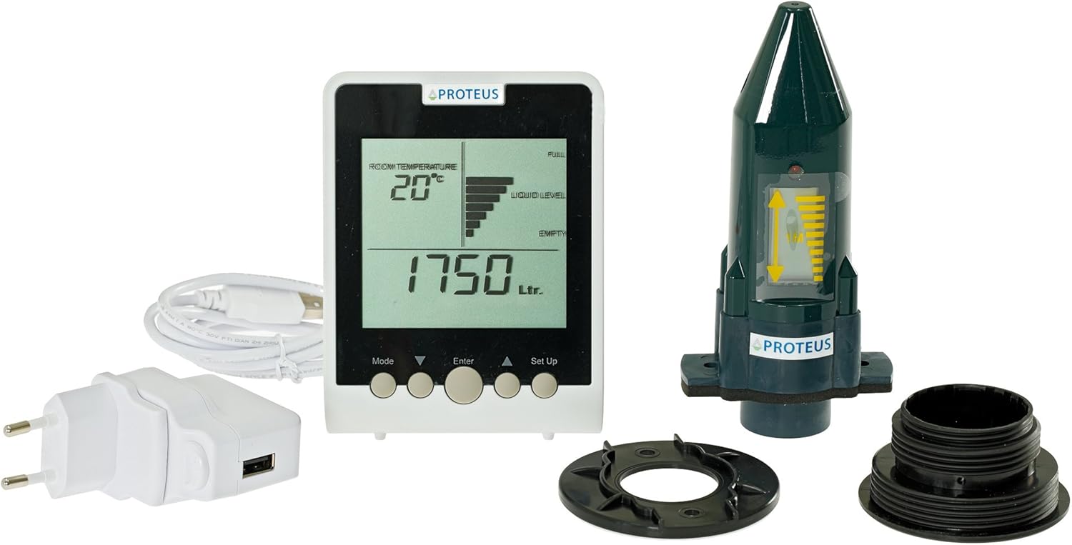 Proteus EcoMeter – Intelligenter Heizöltank-Füllstandsanzeiger mit Funk-Display | Kabellos, einfache Installation, Reichweite bis 150 m