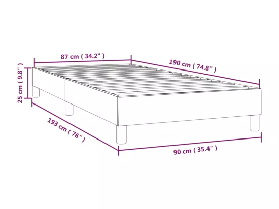 Sommier à ressorts de lit Taupe 90x190 cm Tissu