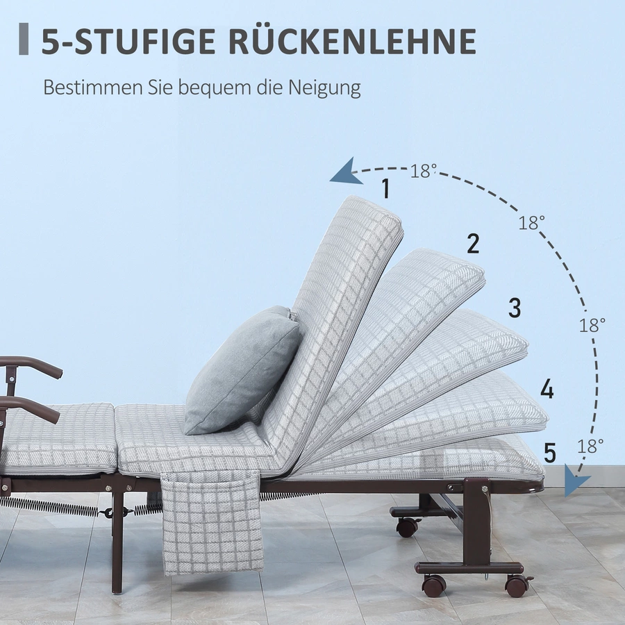 HOMCOM Klappbett mit Rollen grau