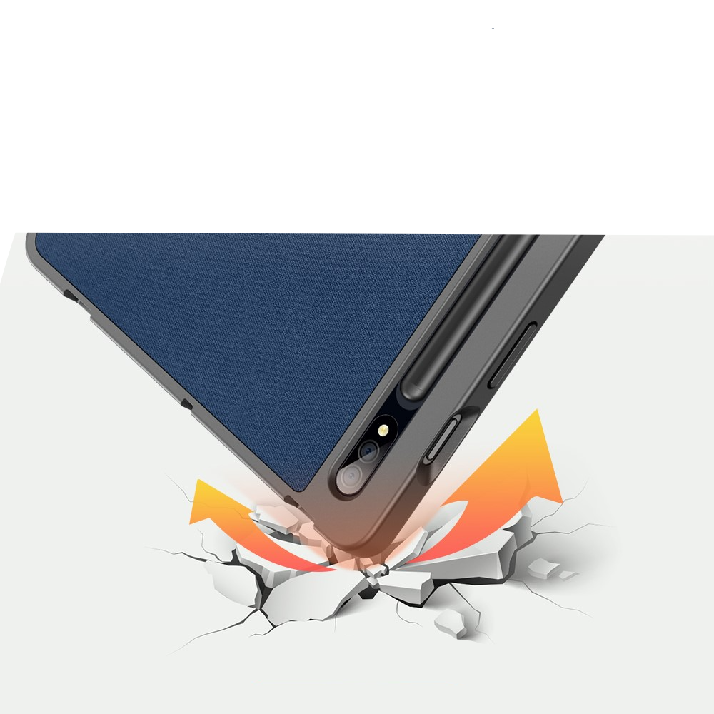 Samsung Galaxy Tab S8 / Tab S7 Tasche Smart Cover Hülle Stoff Design mit S-Pen Halterung - Blau