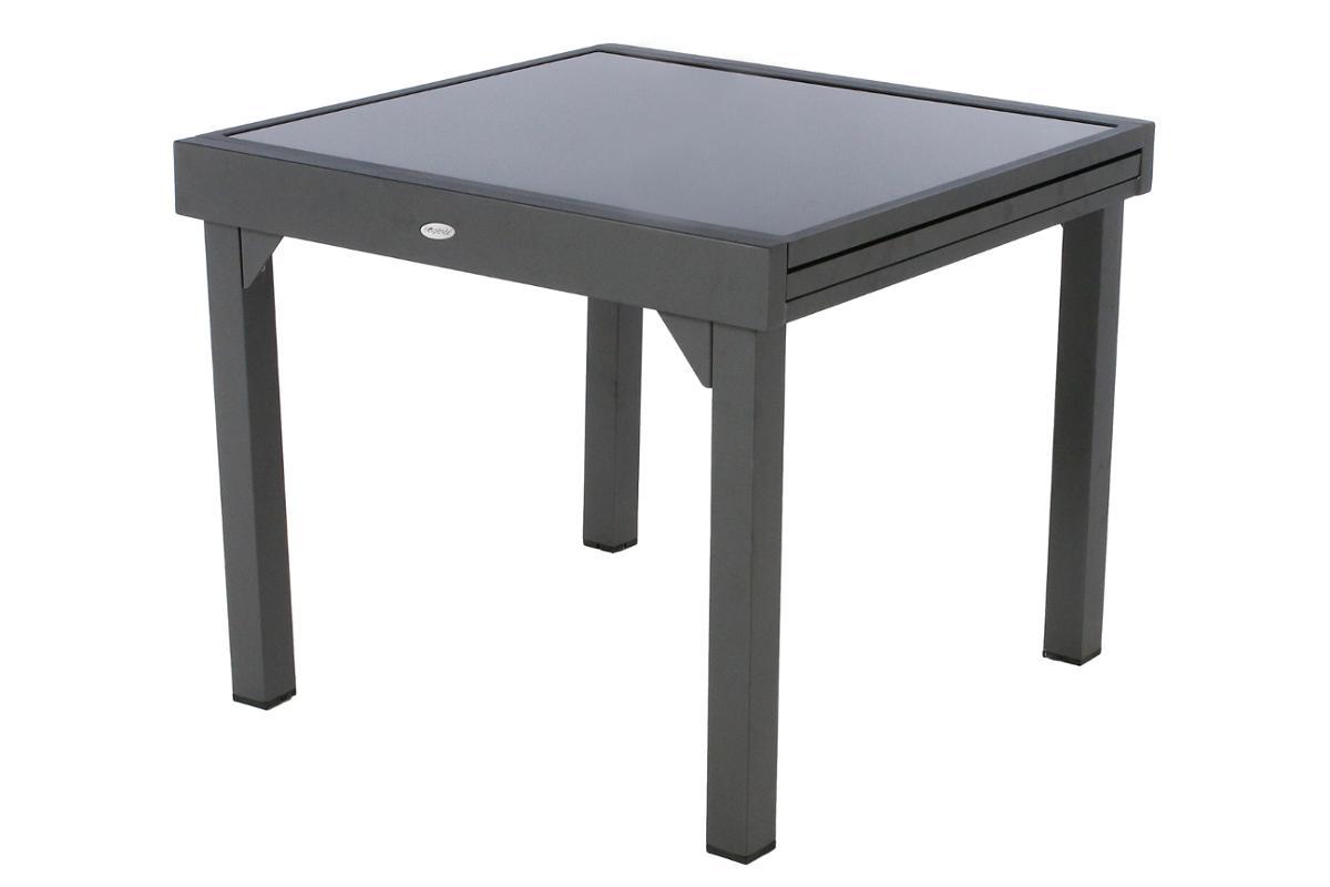 TABLE PIAZZA EXTENSIBLE VERRE GRAPHITE 8 PLACES