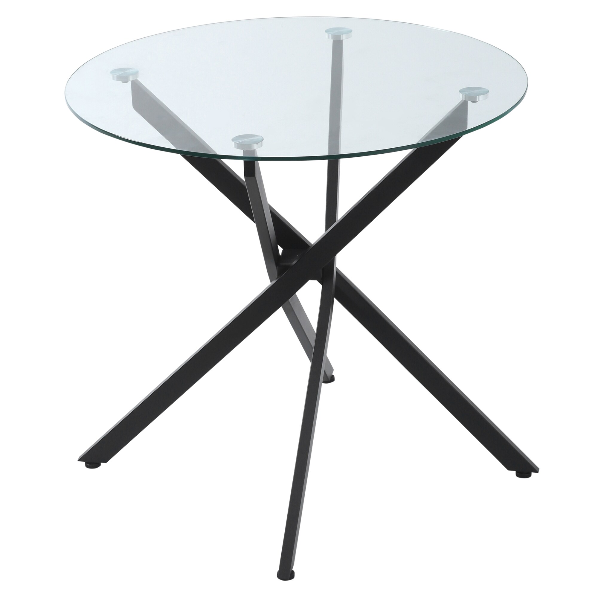 HOMCOM Beistelltisch mit Glasplatte schwarz 80L x 80B x 75H cm