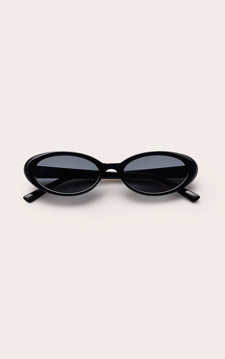 Noir Lunettes De Soleil Œil-de-chat Ovales Fines