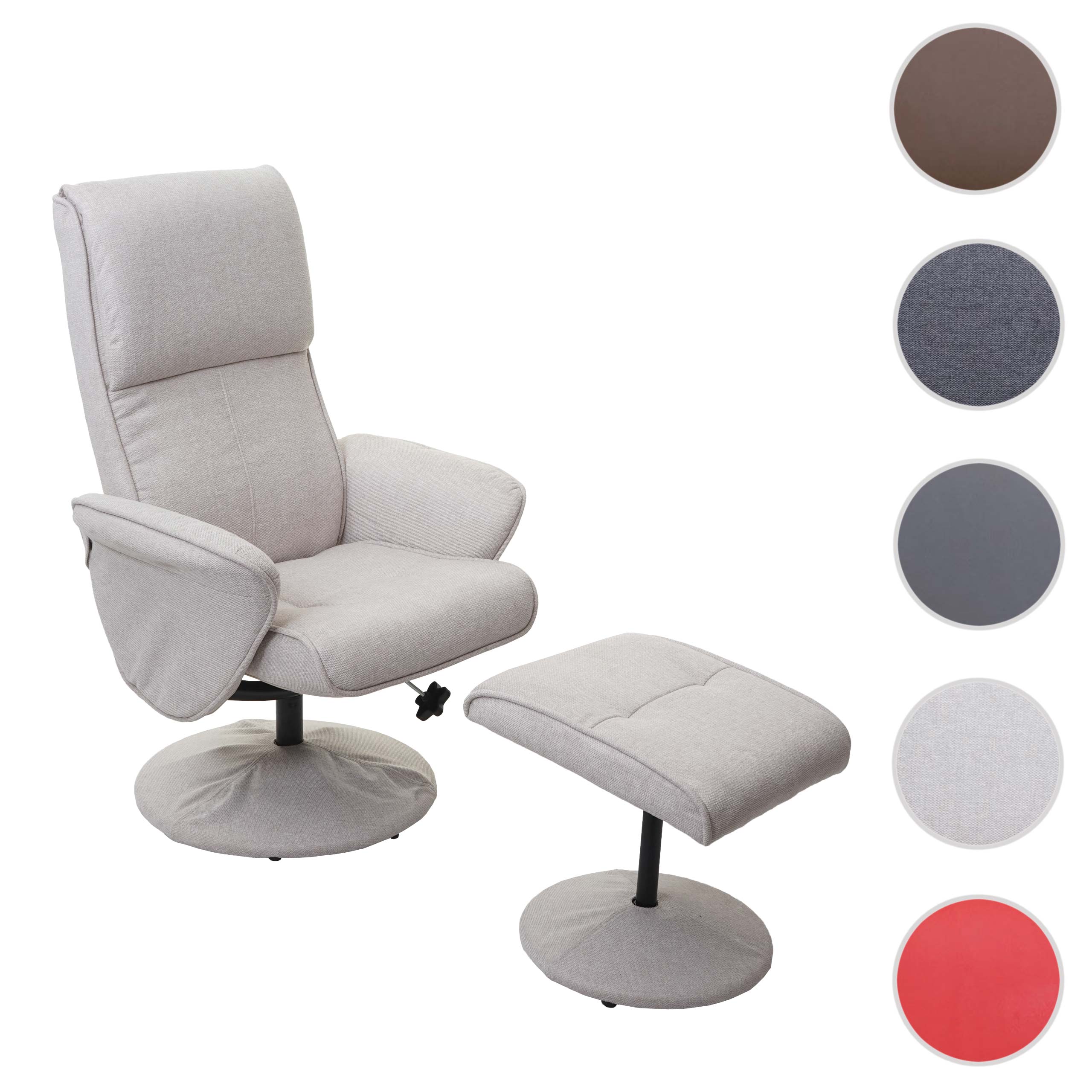 Relaxsessel Stockholm, Fernsehsessel Relaxliege TV-Sessel mit Hocker ~ Stoff/Textil, creme-beige