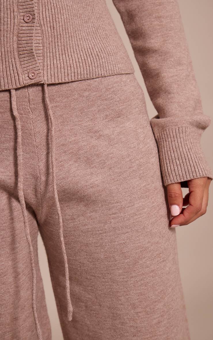 Taupe Pantalon Large En Maille Petite