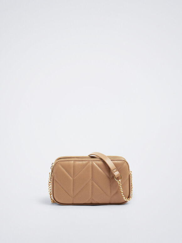 Bolso Padded Asa De Cadena - Marrón