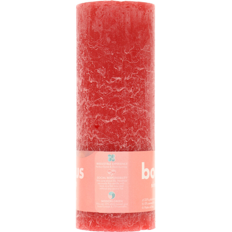 Bolsius Rustieke kaars 19cm rood