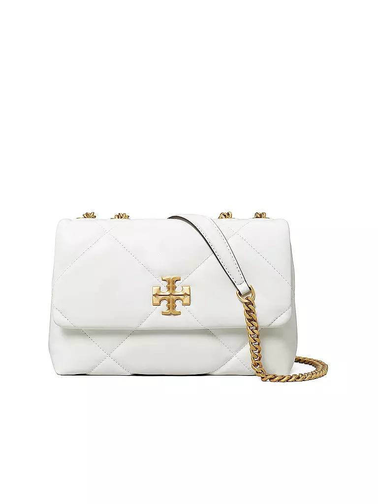TORY BURCH Ledertasche - Schultertasche KIRA DIAMOND  weiss