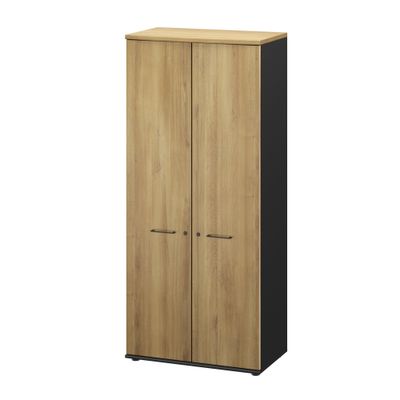Armoire haute JAZZ+ - L80 x H183 x P48 - 2 portes - 4 étagères - chêne du bocage