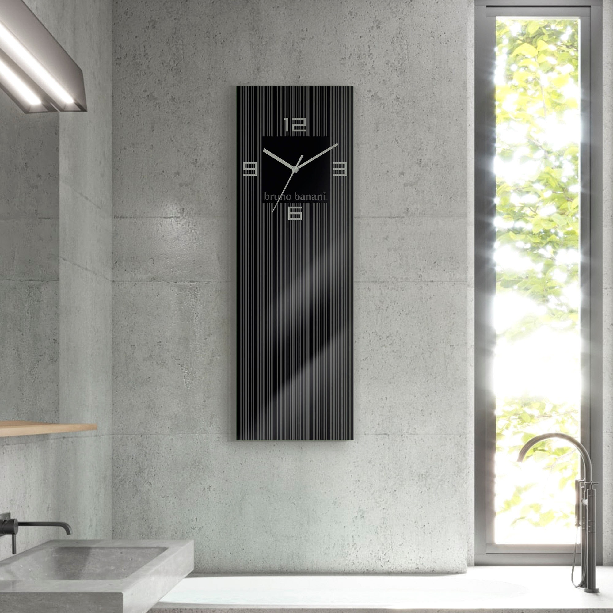 Bruno Banani Wanduhr »Thin Stripes auf Glas« analog, 20 cm