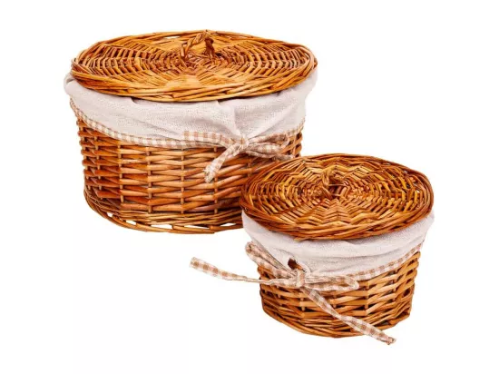 Set de 2 boîtes en osier marron