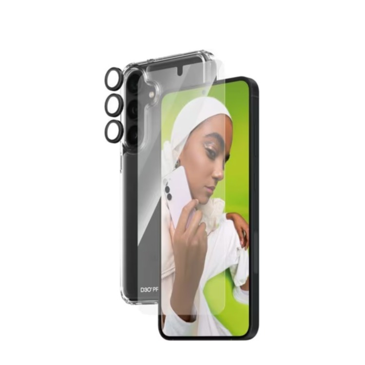 Samsung Galaxy S24  Plus 3in1 D30 Hardcase Schutzhülle mit Ultra Wide Fit Display- / Hoops Kameraschutz (B1211 7351) - Transparent