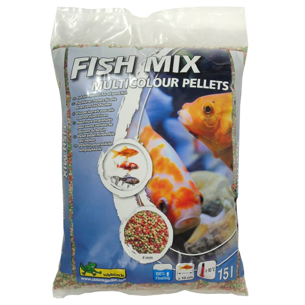 Ração para peixes Ubbink Fish Mix Multicolorida em Pellets 4 mm 15 l