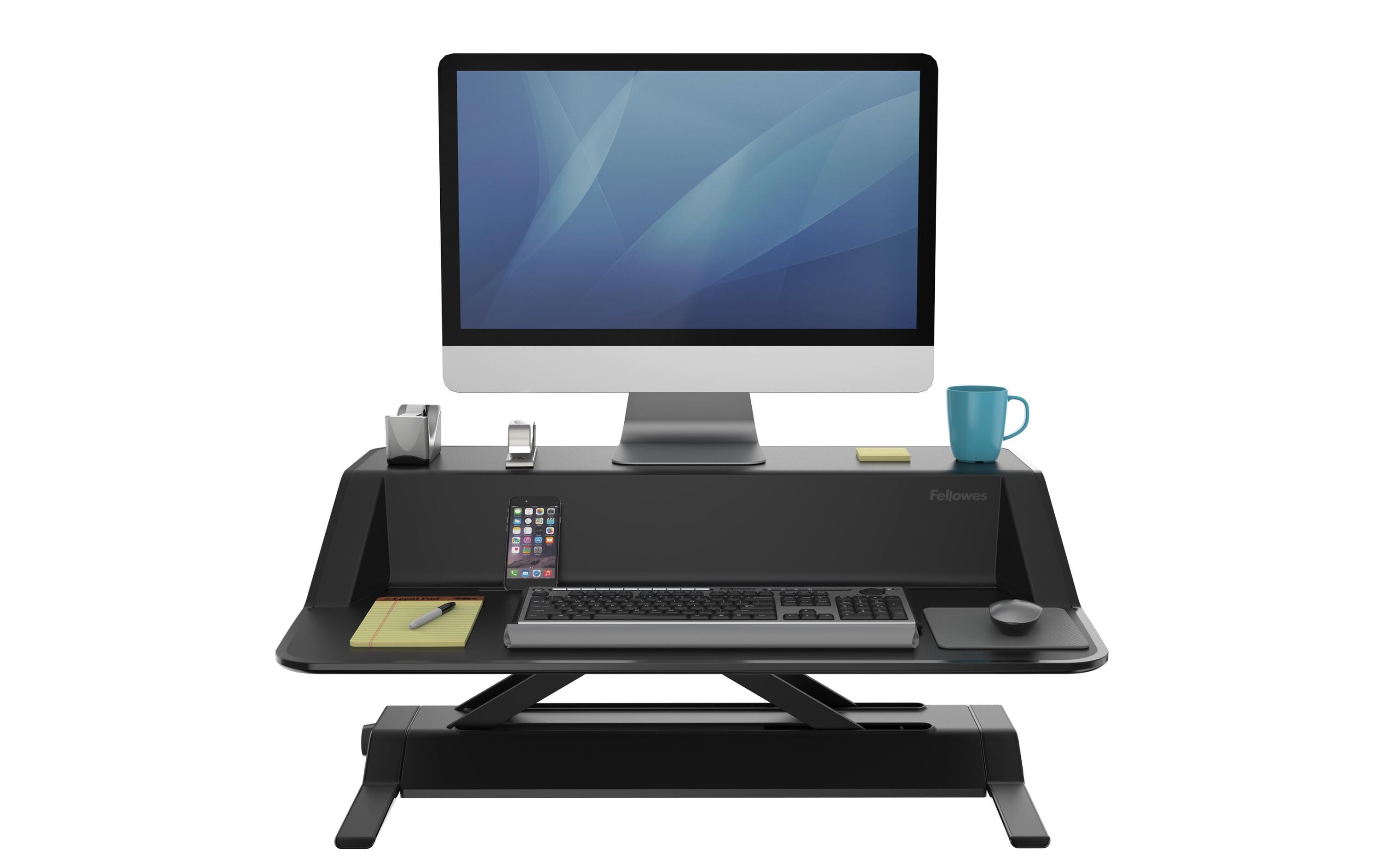 Workstation Lotus Schwarz<br>Sitz-Steh-Plattform