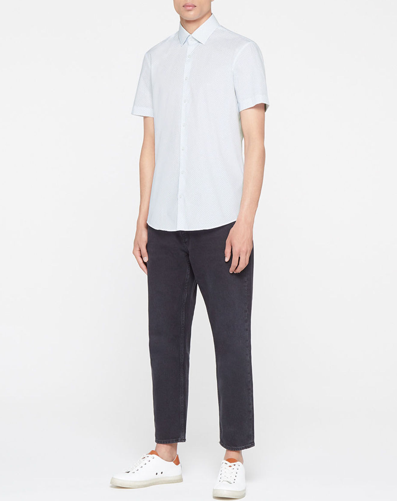 Calvin Klein Chemise slim imprimée Minifleurs blanc/bleu clair