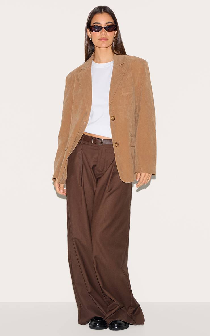 Marron Blazer Long En Synthétique