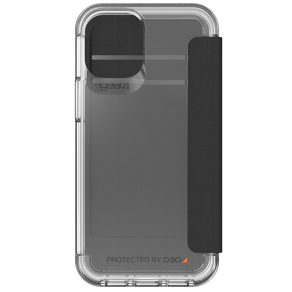 iPhone 12 / iPhone 12 Pro Antibakterielle 360° Wembley Schutzhülle Flip Cover D3O Recycled - Schwarz / Transparent