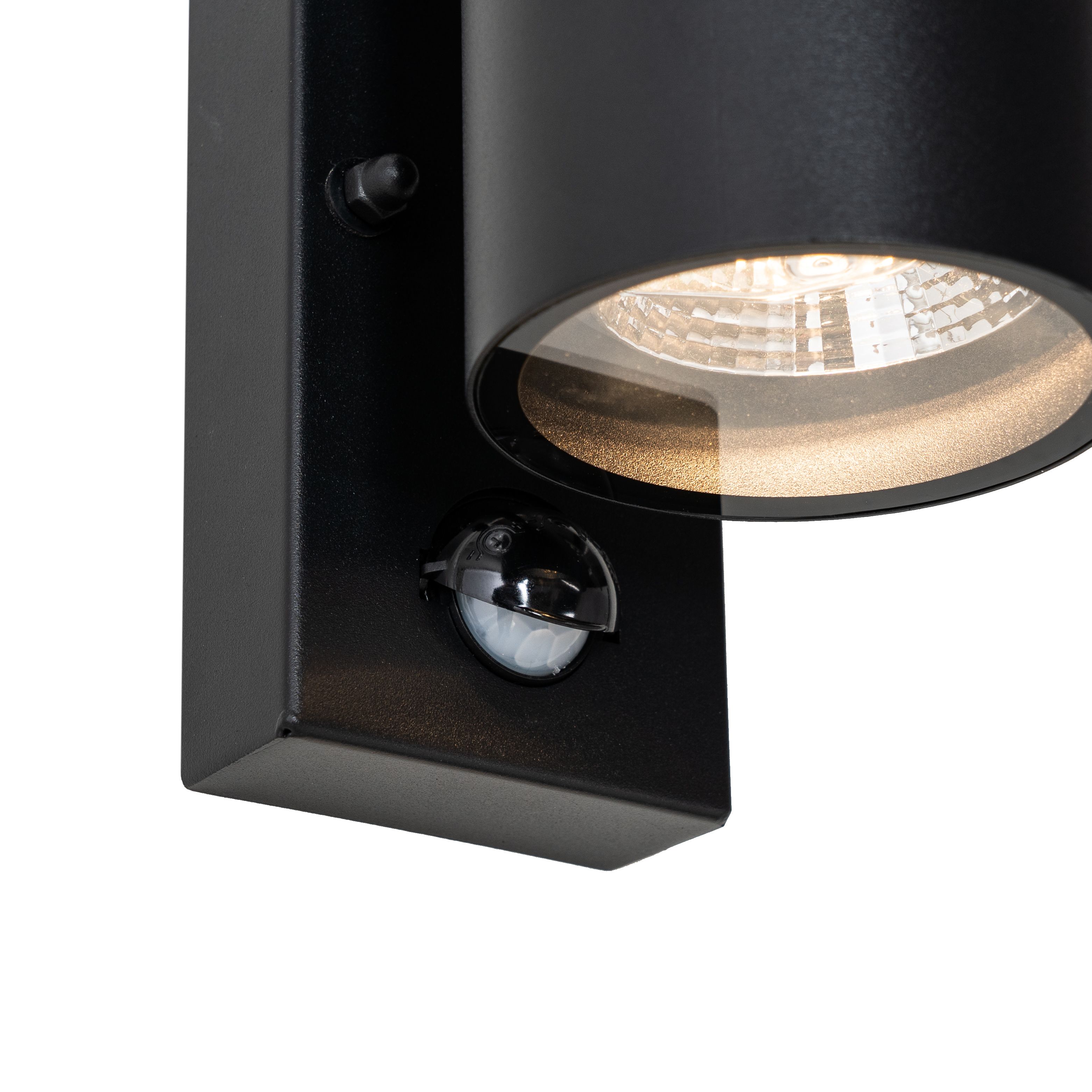 Buitenwandlamp zwart 2-lichts AR70 met bewegingssensor - Duo
