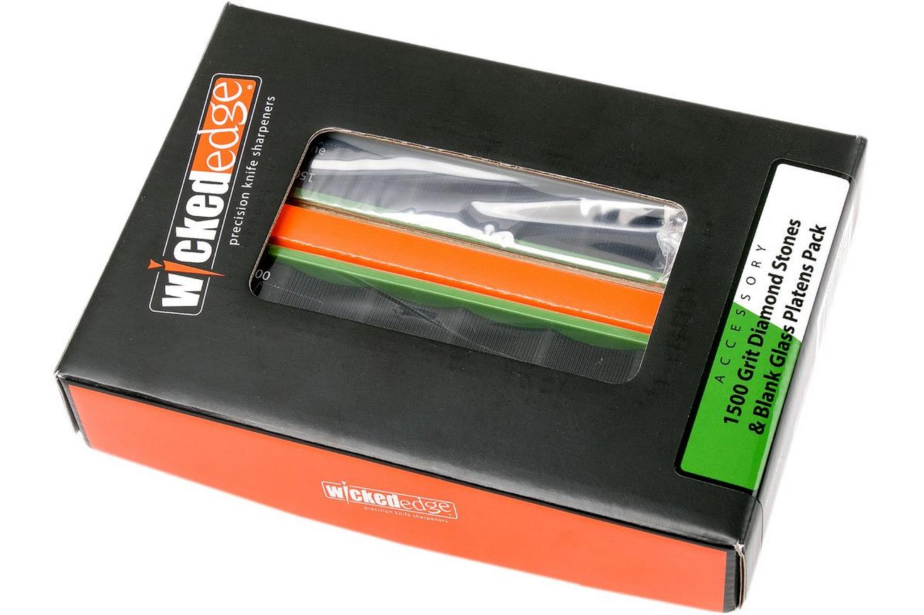 Wicked Edge set diamanten slijpstenen, extra fijn 1500 en Blank glass Platens