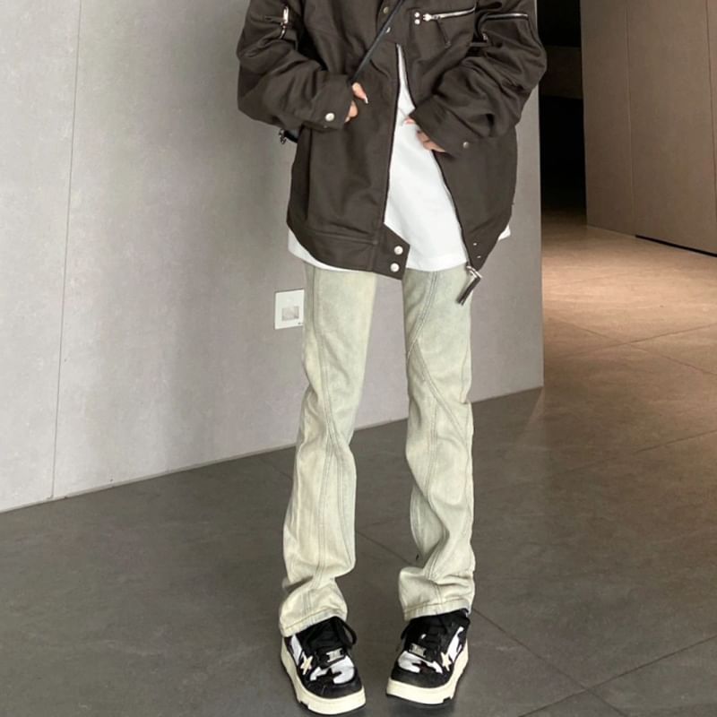 Chuoku - Mid Rise Washed Flared Jeans
