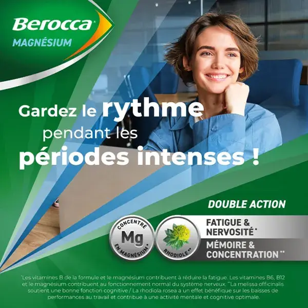 Berocca Magnésio Fadiga/Nervosismo Memória/Concentração Programa Expresso 14 dias 14 sachês