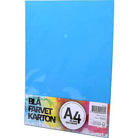Farvet karton A4 10 ark - blå