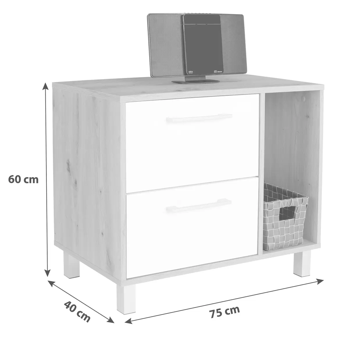 Kommode Box weiss,Eiche
