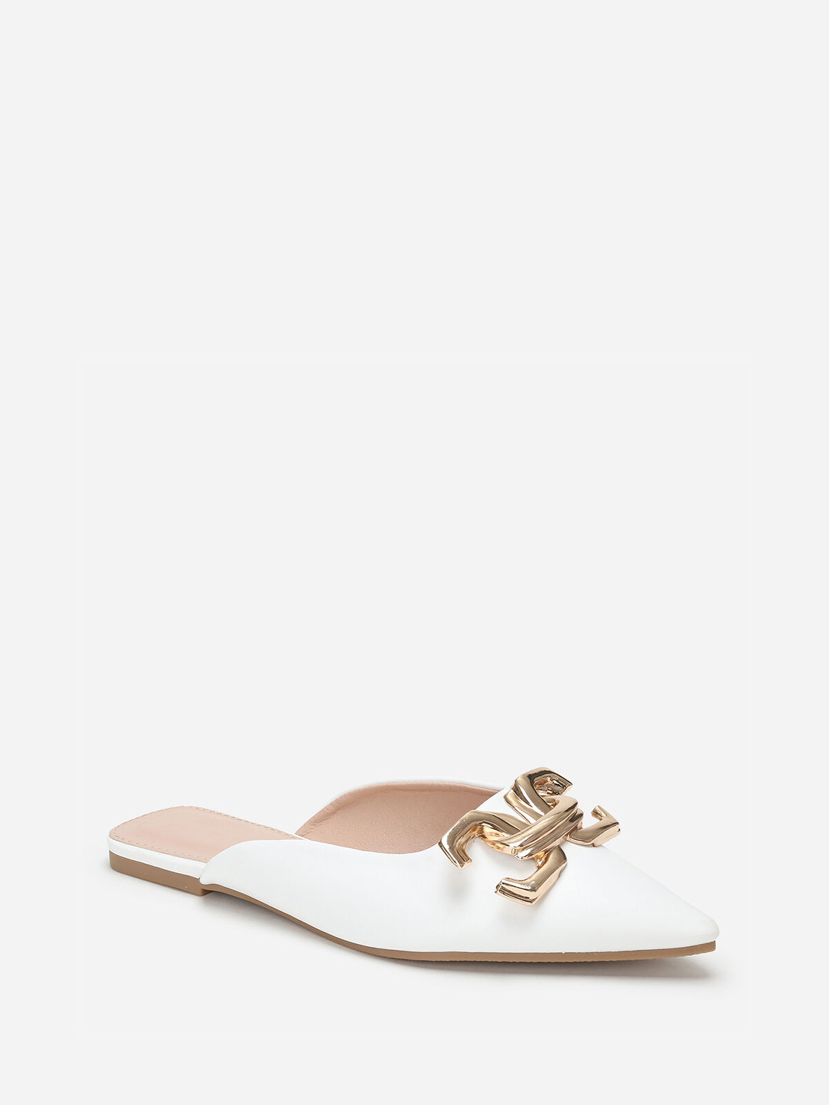 Mules pointues à boucle- Blanc
