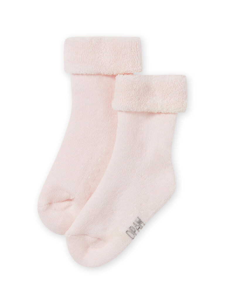 Chaussettes unies roses maille bouclette bébé fille