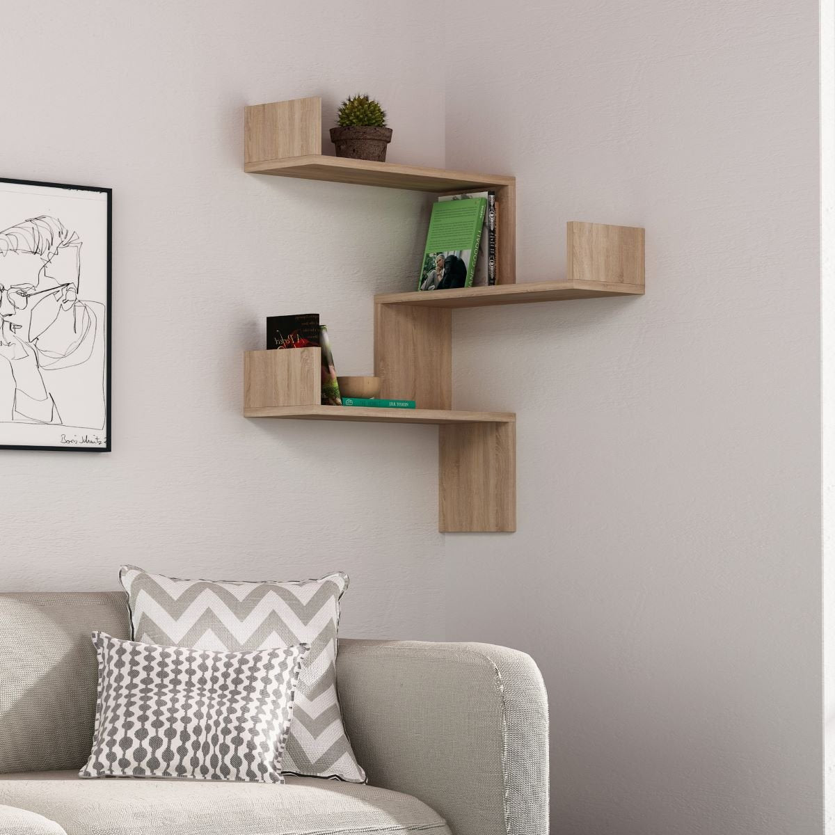 Asir | Wandplank | Eik - 90 x 60 x 60 cm