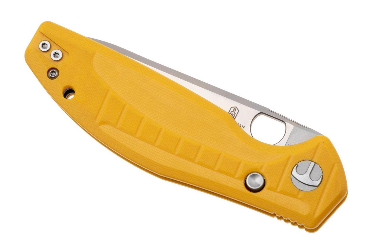 Bestechman Angry Owl BMK12A-1 Satin D2, Yellow G10, zakmes