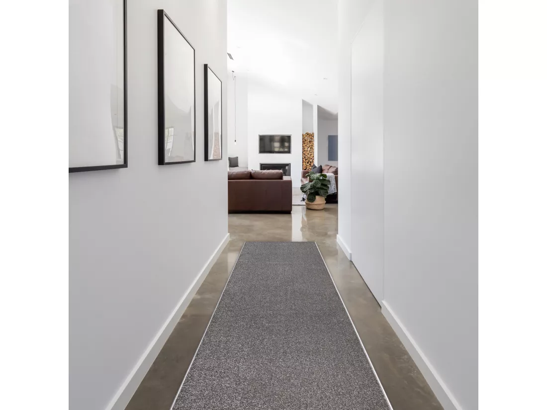 Tapis de couloir KARMEL plaine, une couleur gris 70x1400 cm