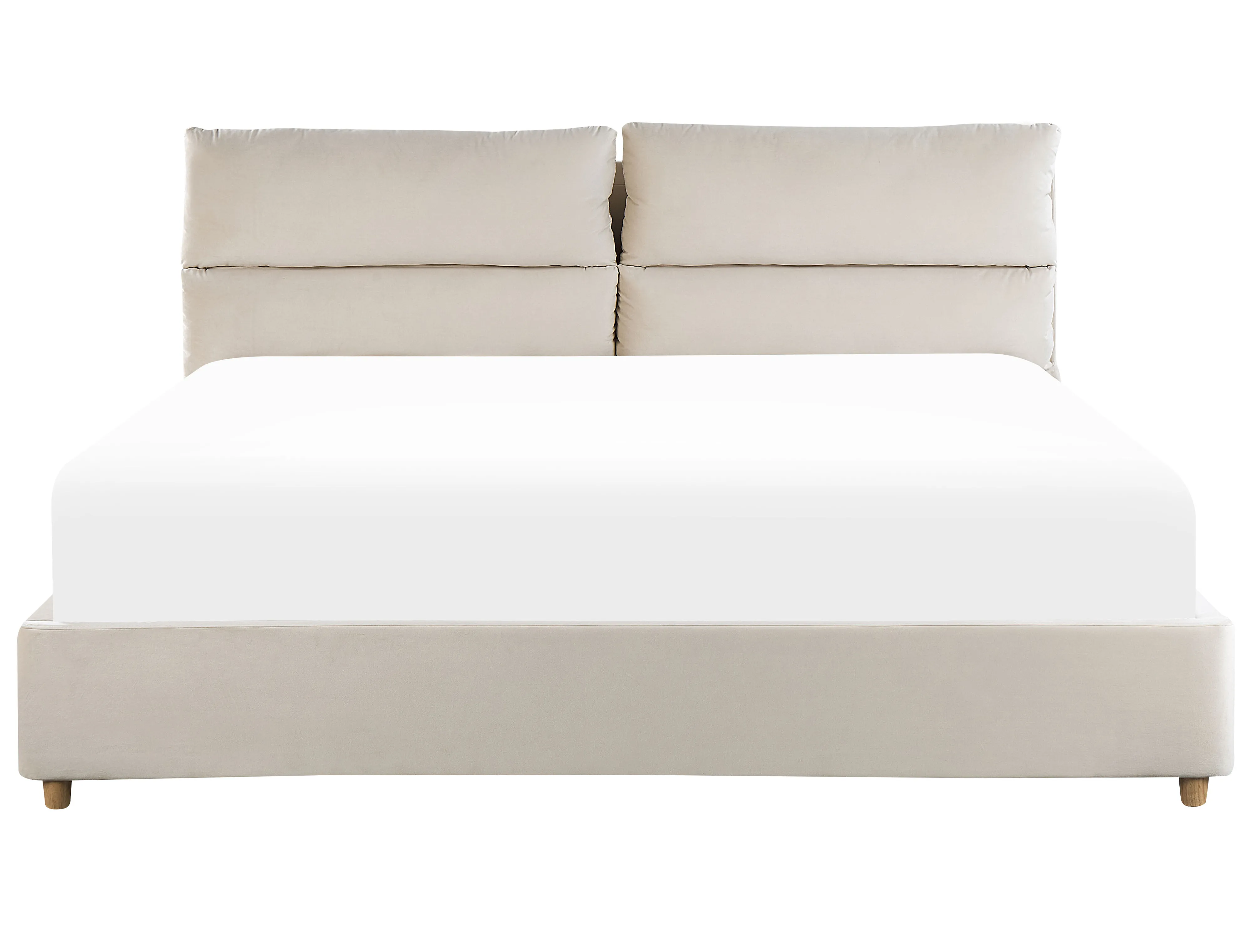 Bed met opbergruimte Fluweel BATILLY 180 x 200 cm Lichtbeige