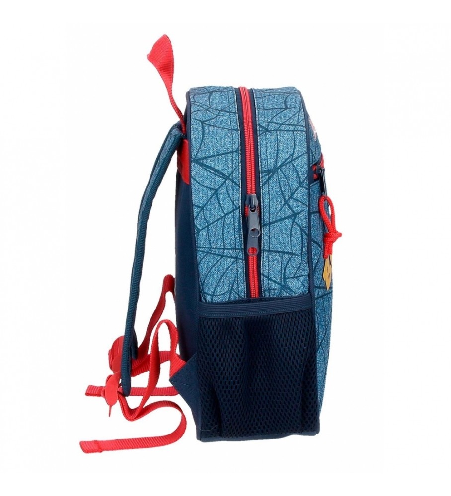 Mochila Joumma Homem-Aranha Jeans 28cm adaptável azul