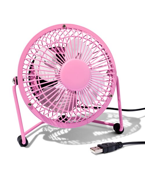 ventilateur de table USB rétro rose fluo Ø10cm
