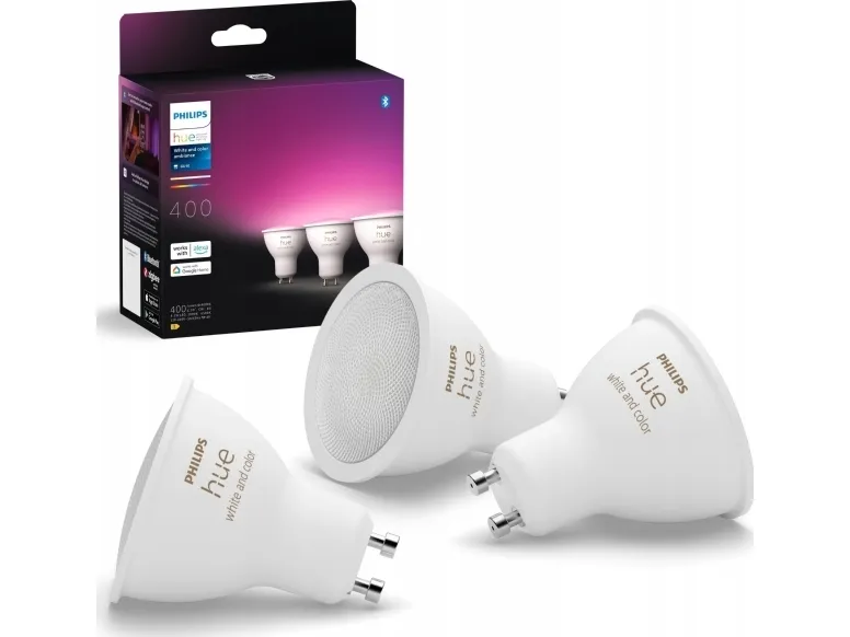 Philips Hue White and Color Ambiance - LED-spot lyspære - GU10 - 4.2 W - klasse E - multifarvet/varmt til køligt hvidt lys - 2000-6500 K (pakke med 3)