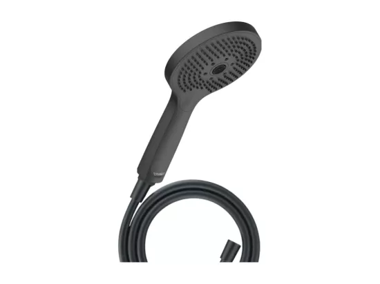 Pommeau de douche 3 jets DURAVIT Universal avec curseur noir mat + flexible de douche